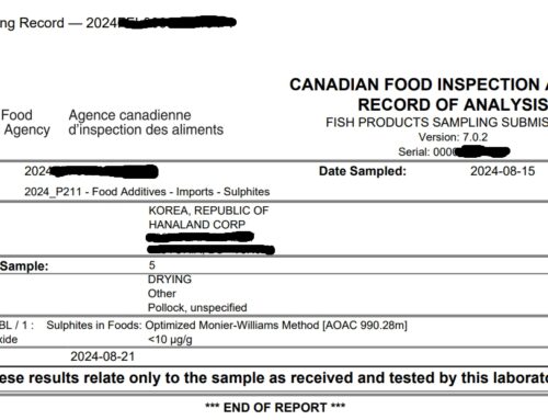 Dried Pollack Sampling Record
