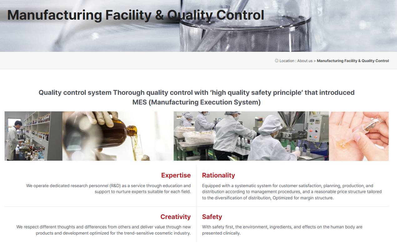 Manufacturing Facility & Quality Control — complete user-approved official page screenshot dated 17 September 2026; publication year not stated.
