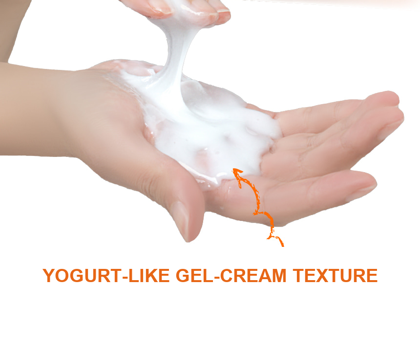 PURELU Kids Facial Cleanser: yogurt-like gel-cream texture shown on hands.
